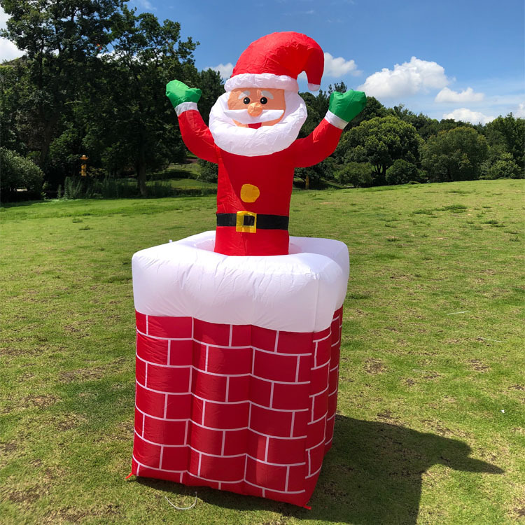 1.8米充气圣诞老人 点亮圣诞氛围的烟囱老人气模玩具